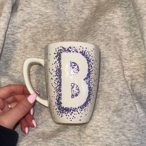 White Mug with Purple Dots and Letter B